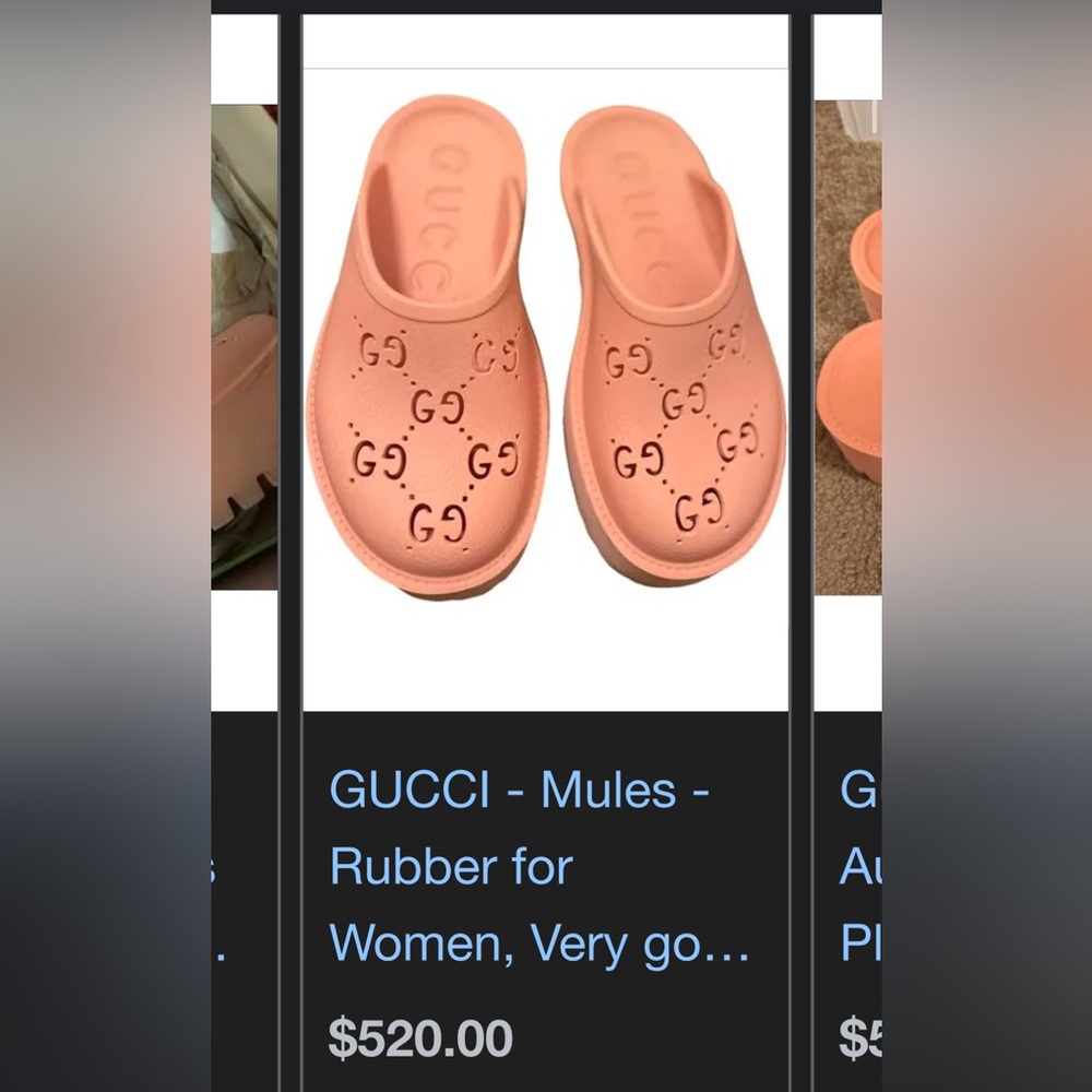 - Gucci Pink Mules with Embossed Logo